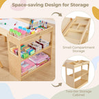 Bateso Kids Art Table and 2 Chairs Set with Roll Paper & Storage, Wooden Kid Craft Table for Drawing, Learning and Reading, Toddler Activity Play Desk for Home, Playroom or Classroom