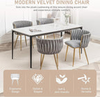 Kiztir Grey Velvet Dining Chairs Set of 4, Modern Upholstered Dining Room Chairs with Gold Metal Legs, Luxury Barrel Dining Chairs for Kitchen, Living Room, Restaurant