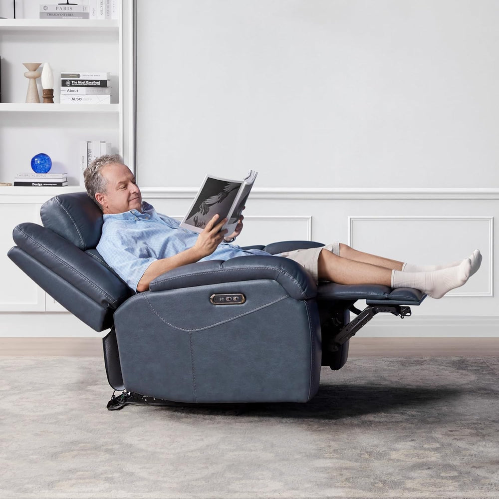 Watson & Whitely Oversized Genuine Leather Power Recliner Chairs for Big ...