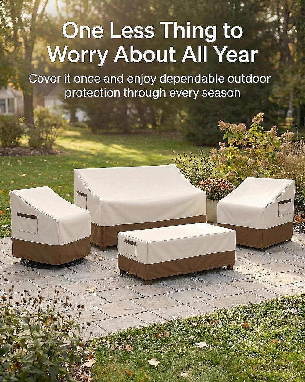 4-Piece Patio Furniture Cover Set, Waterproof Outdoor Furniture Covers for 3-...