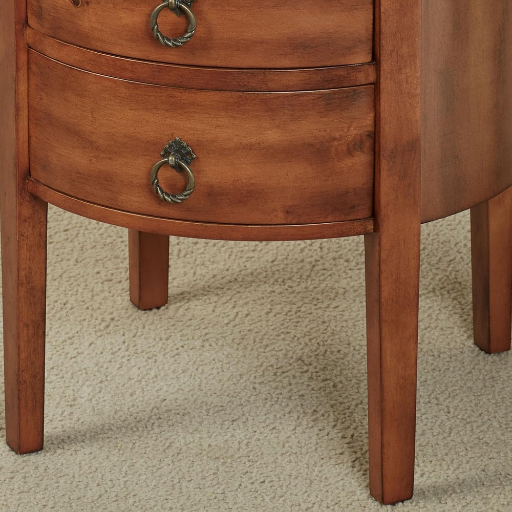 Louis Round Side Cabinet | Regal Walnut Finished Wooden Furnishing | Two Stor...