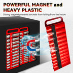 Magnetic Socket Holder Set with Handle, Portable Socket Organizer, Heavy Duty Socket Racks 1/2" Drive Holders Hold 22 standard Sockets for Tool Box (Red, 1/2" Drive)
