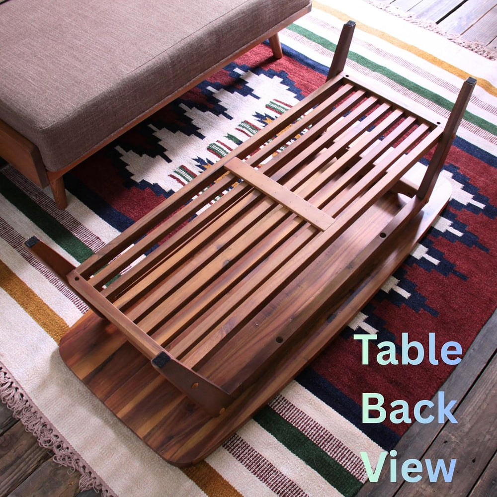 AZUMAYA Tray Edge Natural Acacia Wood Coffee Table NET-615 with Under Rack St...