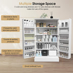 BarberPub Storage Cabinet, Multi-Functional Beauty Salon Organizer with Hinged Door, Adjustable Shelves, for Spa, Home, Office 2024 (White)