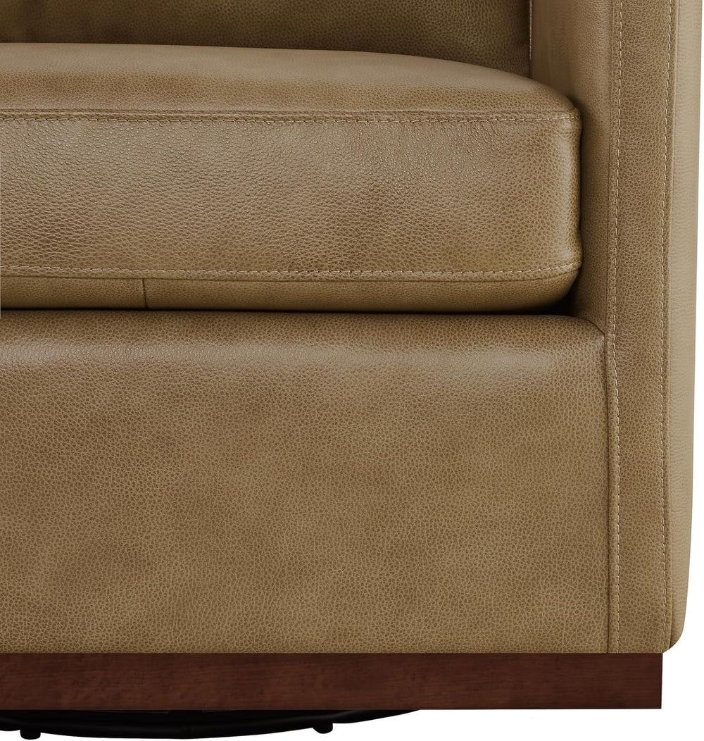 CHITA Genuine Leather Swivel Accent Chair, FSC Certified Mid Century Modern A...
