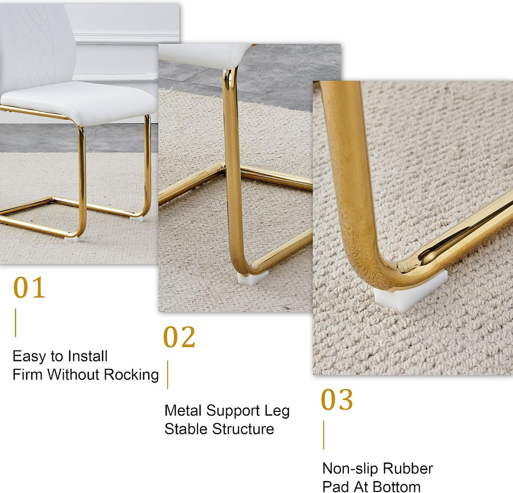 Glass Dining Table Set for 6, Modern Kitchen Table Set for 6, 71" Temper...