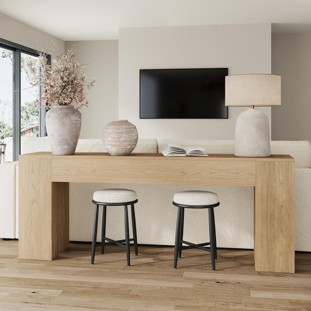 Extra Long 79" Light Oak Wood Console Table for Entryway, Farmhouse Sofa...