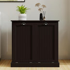 KEIKI Tilt-Out Laundry Sorter Cabinet with 2 Compartments, Pull Out Laundry Hamper Station with Storage for Laundry Organizers and Storage, Black