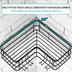 Yazoni Corner Shower Caddy, Adhesive Shower Shelves No Drilling [2-Pack], Rustproof Stainless Steel Bathroom Shower Organizer Wall Mounted with 8 Hooks (Black)