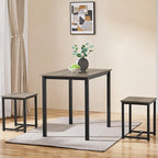 Yaheetech 3 Piece Dining Table Set - Kitchen Table & Chair Sets for 2 - Compact Table w/ 2 Stools & Space Saving Design for Dining Room Living Room Kitchen, Gray