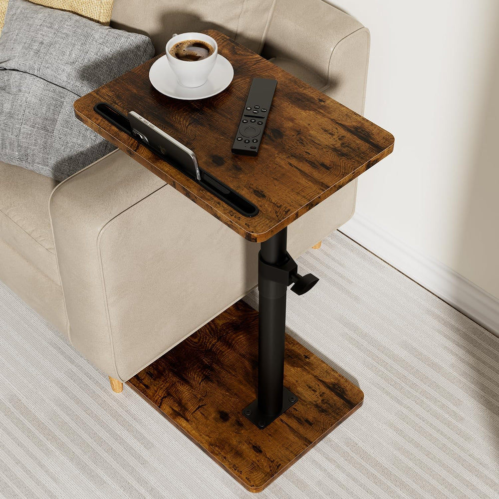 YUHFERA Sofa Armrest Tray Table for Couch - 360° Swivel Height Adjustable End...