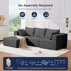KINGYES Boneless Chaise Lounge Chair for Modular Sectional Sofa, L Shape Corduroy Upholstered Chaise Lounge for Living Room, Gray