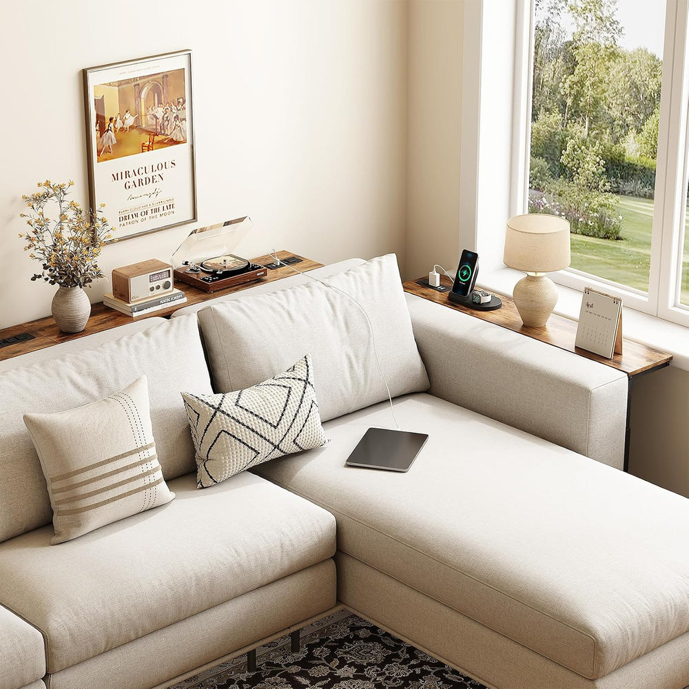 Kitstorack Narrow Sofa Table with Charging Station, 78.8" Behind Couch T...