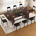 78.7 Inch Dining Table for 8 People, Large Rectangular Farmhouse Kitchen Table with Waterproof Wood Tabletop and Adjustable Leg for Kitchen Dining Room, Brown