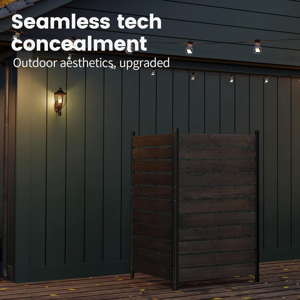 Wood Privacy Screen No Dig Outdoor Garden Fence (Dark Brown, 61 * 37.8 in)