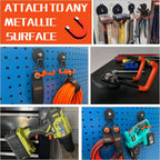 ULIBERMAGNET Heavy Duty Magnetic Garage Hooks,Strong Large Magnet Hooks for Power Drill,Garden Tools,Hose,Pegboard,Garage, Workshop,2 Pack Magnetic Storage Holder for Indoor Outdoor Hanging(Orange)