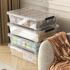 25 Quart Under the Bed Low Profile Storage Boxes, 4Pack Easy Rolling Under Bed Storage Containers Organizer for Clothes, Blankets, Shoe