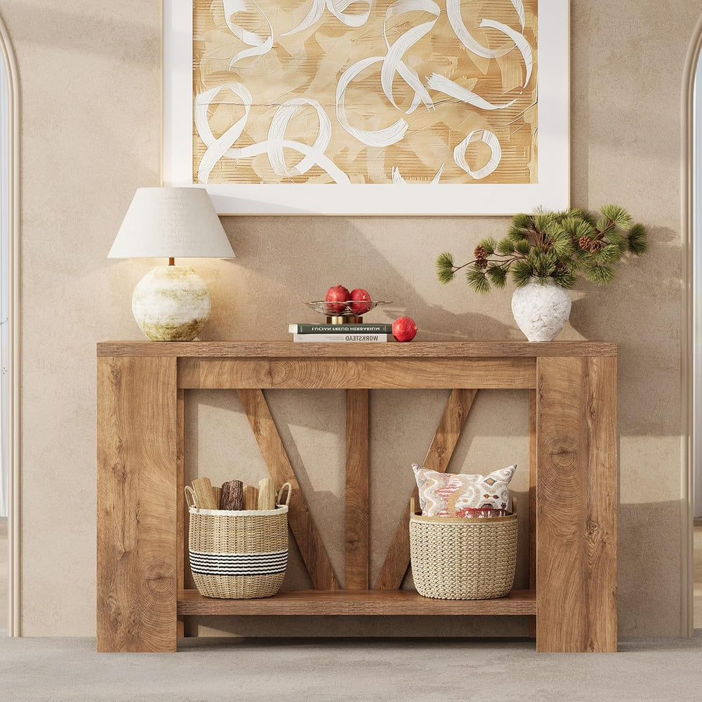 Tohomeor Console Table for Entryway, 47 Inches Narrow Sofa Table Behind The C...