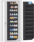 10 Tier Over the Door Shoe Organizer with Large Pockets, Hanging Shoe Rack for Closet Door Storage, Fits 20 Pairs of Sneakers Boots Hanger Holder, Black