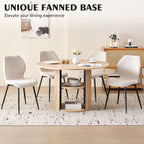 47" Round Dining Table Set for 4 Modern Storage Kitchen Table with 4 Boucle Upholstered Chairs for Dining Living Room Home Small Space(Natural Table with Beige Chairs)