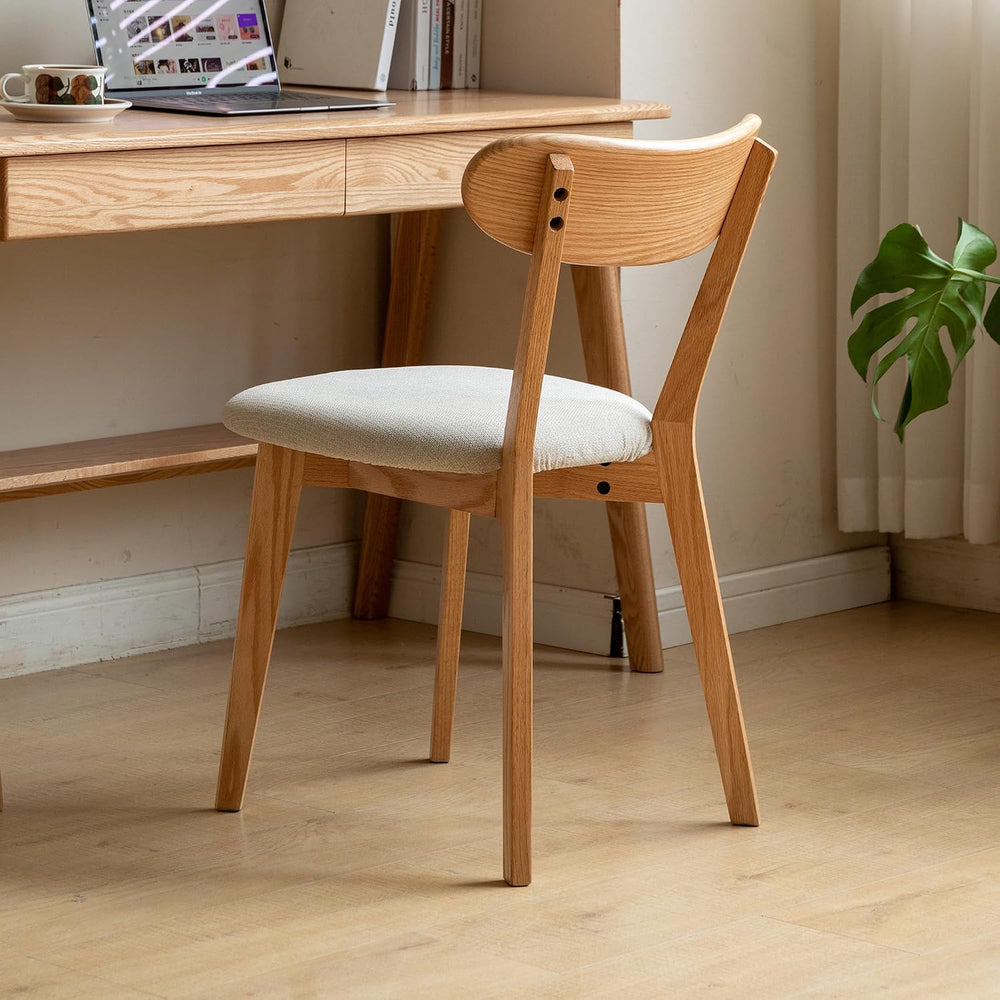 100% Solid Oak Dining Chairs, Mid Century Modern Dining Chair with Curved Bac...