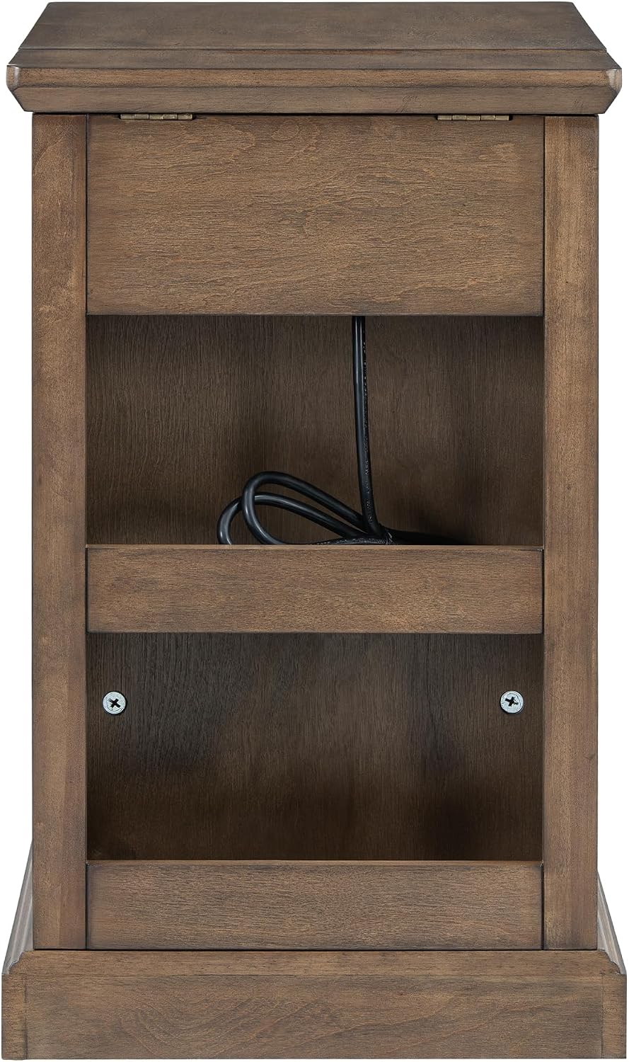 Merax Vintage End Table with Charging Station, Narrow Side Table with Cup Hol...