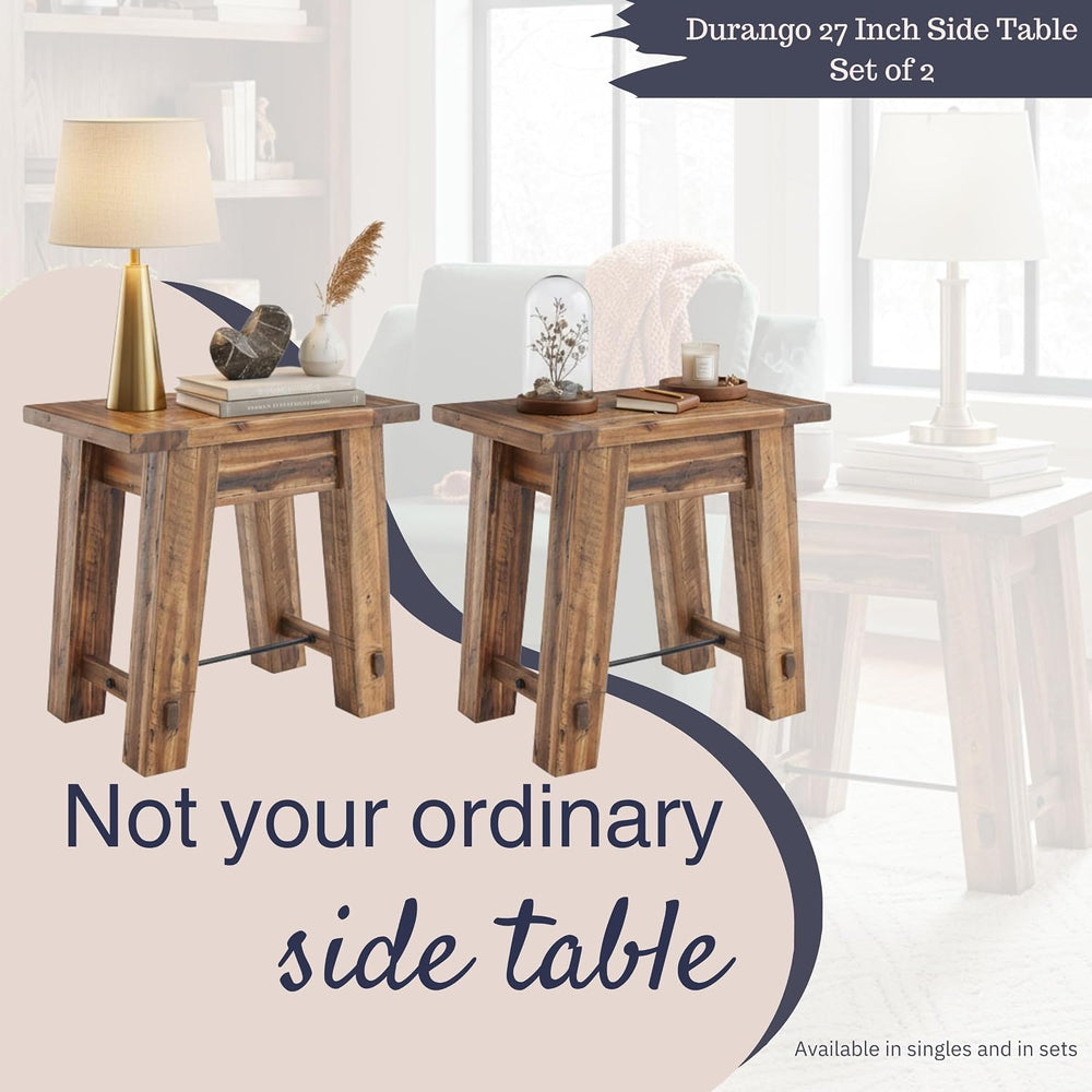 Alaterre Furniture Durango 27-Inch Solid Wood Side Table – Set of 2 Heavy-Dut...