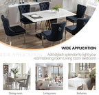 KCC Velvet Dining Chairs Set of 6, Upholstered High-end Tufted Dining Room Chair with Nailhead Back Ring Pull Trim Stainless Steel Legs, Contemporary Nikki Collection Modern Style for Kitchen, Black