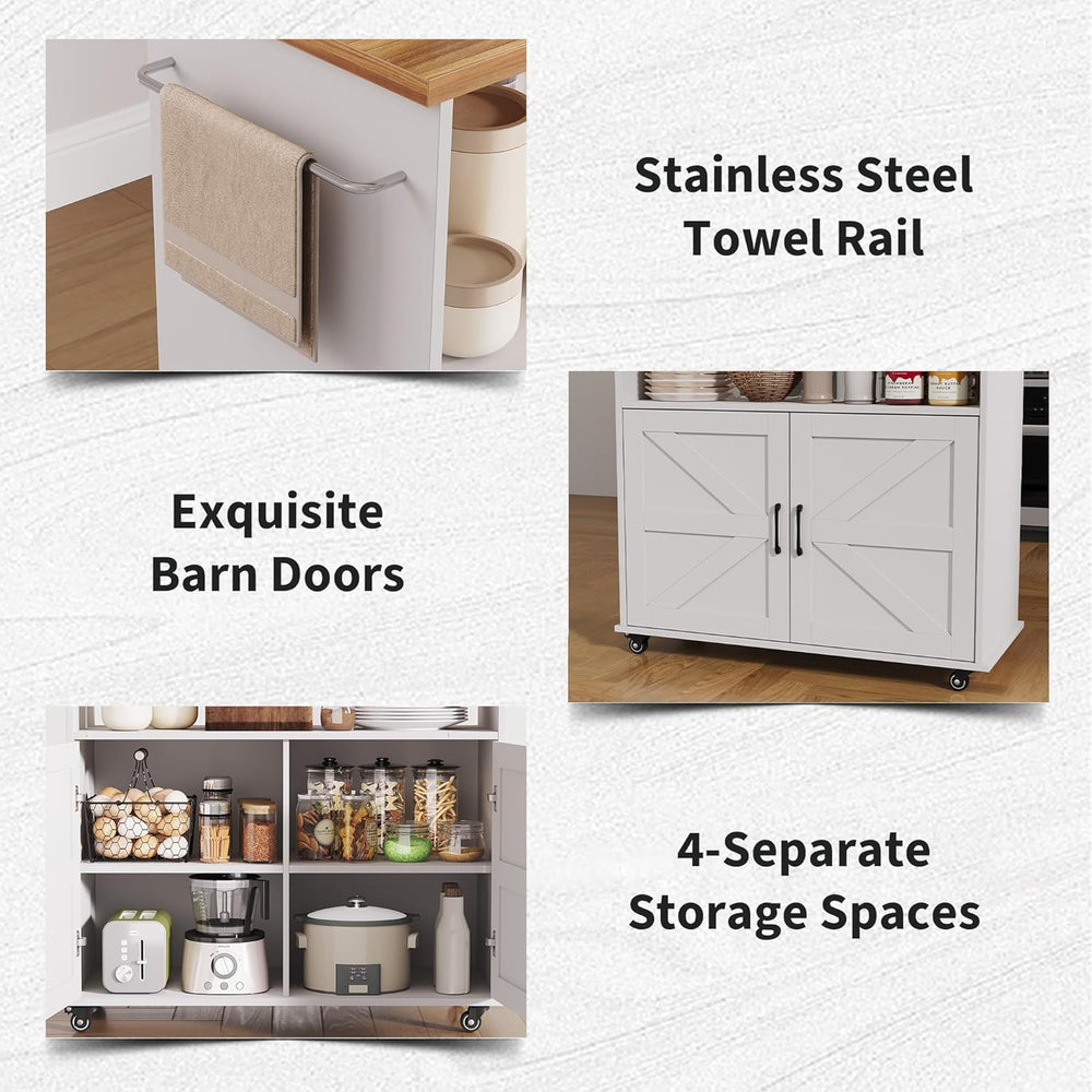 Garvee Rolling Kitchen Island with Storage Cabinet, 40.4'' Width Kitc...