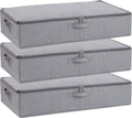 Underbed Storage Organizers, 31.5 x 15.7 x 5.9 Inch Container Bags with Lids, Storage Boxes With Handles for Blanket, Pillows, Shoes, Grey, 3 Pack