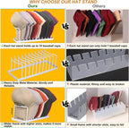 Hat Organizer for Baseball Caps - 2 Pack Space Saving Hat Stand Hold 20 Caps - Premium Metal Hat Rack for Baseball Caps Display & Organizer - No Install Hat Holder for Closet