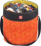 Toy Storage Organizer Basket Bag with Drawstring for Buliding Bricks, Blockets,Puzzles,Playroom Cinch Bucket Carrying Bag with Handle (Orange)