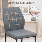 Dining Chairs Set of 4, Upholstered Wooden Dining Room Chairs, Mid Century Modern Fabric Kitchen Chair with Metal Legs Chenille Fabric for Kitchen/Restaurant/Hotel- Dark Gray (Only Chairs)