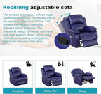Recliner Sofa Set Couches for Living Room Chair Semi PU Fabric Living Room Furniture Sets, Adjusted Reclining Couch Furniture Sofa Set for Theater Seating, Dark Blue