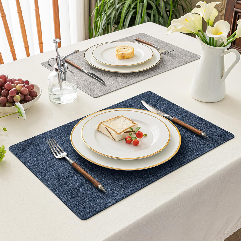 Romanstile Vinyl Placemats Set of 6, Dual-Color Faux Leather Place Mats