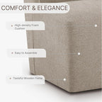 Upholstered Dining Chair with Casters Wingback Modern Side Armless Deskchair with Rollers for Diningroom Bedroom Livingroom Reading Room,Khaki,1 Box