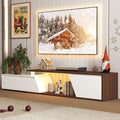 Verano Garden Extendable TV Stand with Led Lights, Wood TV Media Console with 2 Drawers & 1 Cabinet, Modern Entertainment Center Up to 90 Inch TV for Living Room Bedroom, 63" - 90.6" (White & Walnut)