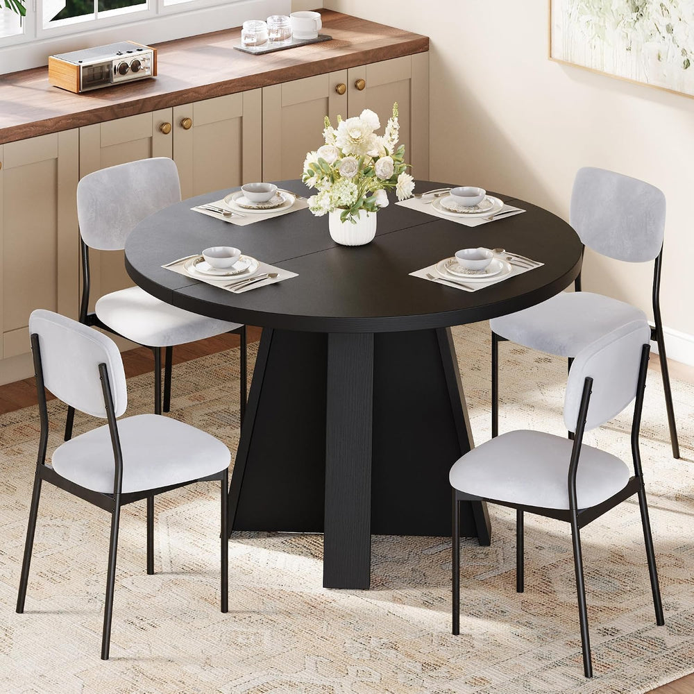 Einhomn 5-Piece Round Dining Table Set for 4, 47" Modern Kitchen Table a...