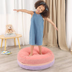 MOMCAYWEX Macaron Bean Bag Chair for Kids and Teens, Medium Bean Bag Sofa with Memory Foam Filling, 27.5"×27.5"×13.5", Purple and Red