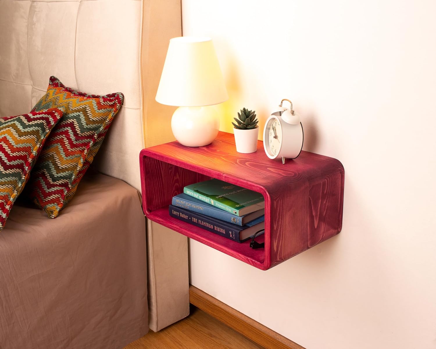 Floating Nightstand Wooden, Bedside Table, Nightstand Shelf, Handmade, Wall Mounted Bedside Shelf, Minimalist and Unique Style (Tokyo)