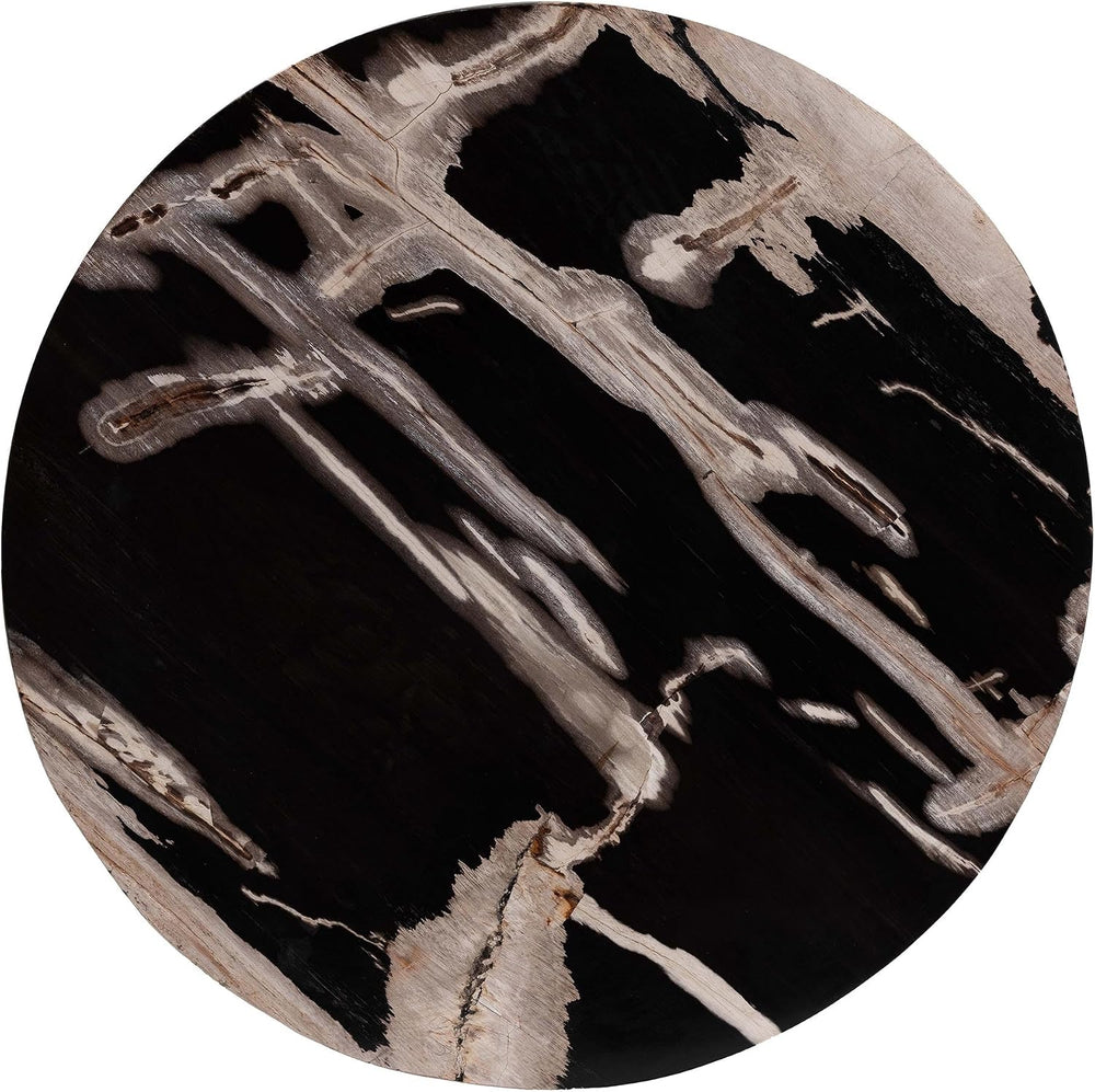 Bali & pari Lavanya End Table with Petrified Wood Top - Drum Accent Side ...