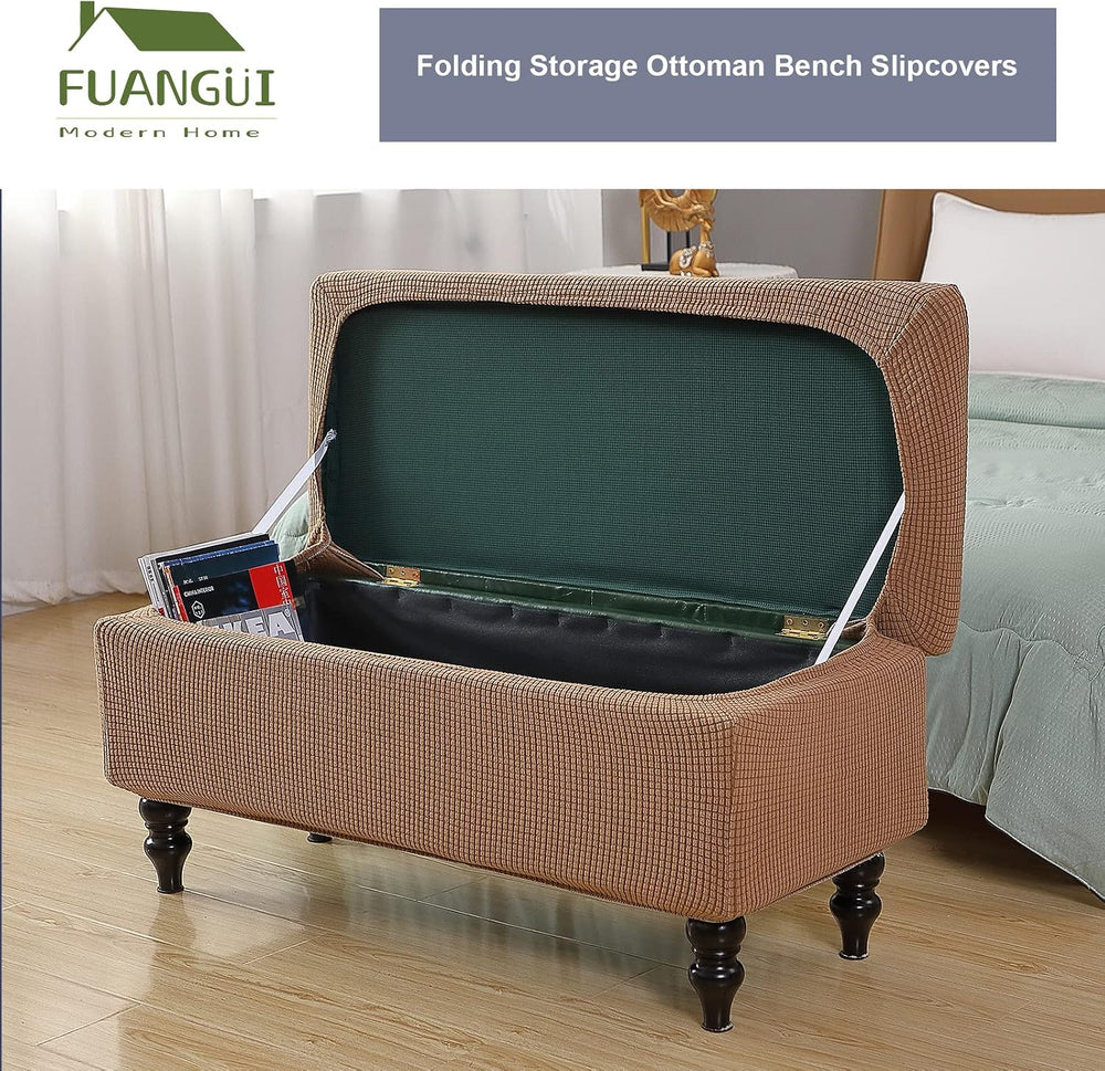 FUANGUI Ottoman Cover Slipcovers Rectangular Folding Stretch
