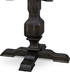 F53-11-TP - Wood Dining Table with Acacia Wood Round Tabletop, Sand Blasted Black Finish