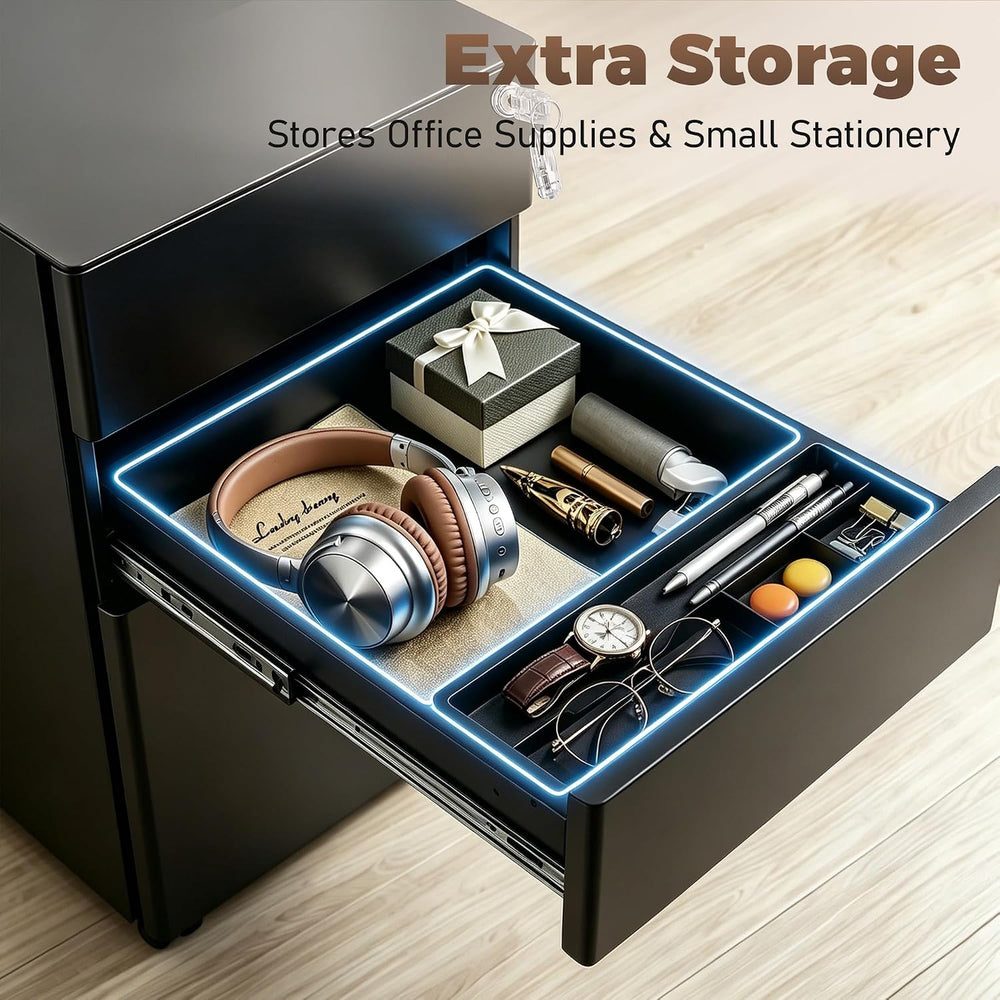 Approgreent Fully Assembled 3 Drawer File Cabinets for Home Office | Lockable...