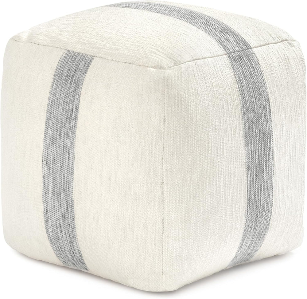 Anji Mountain Artisan Crafted Cotton Blend Pouf Ottoman | Versatile Floor Sea...