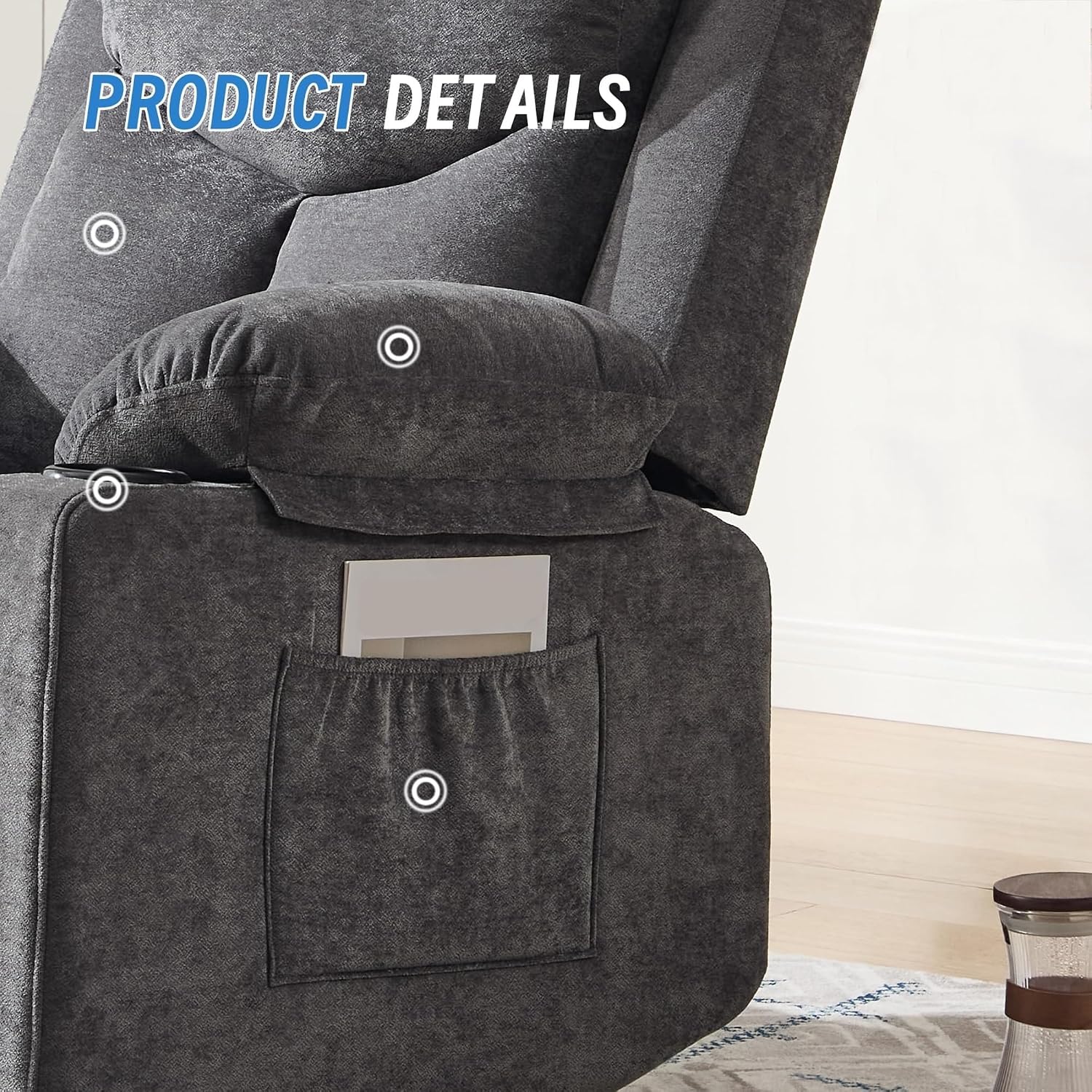 Overstuffed Velvet Electric Rocker Recliner Chair with 8 Point Vibration Massage Glider Recliner Sofa Featuring Cup Holders for Living Room Bedroom