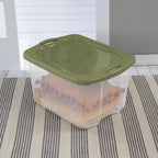 (2 pack) 70 Quart Heavy-Duty Plastic Storage Bin with Full-Grip Handles and Lids,Green Clear Stackable Storage Bins for Hoilday Decor|Garage Organization