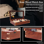 Wooden Watch Box for Men & Women, Watch Organizer & Display Case, Premium Long-Lasting Watch Holder for Storage, Elegant Gift for Watch Collectors (Glass Top, 12 Slots)