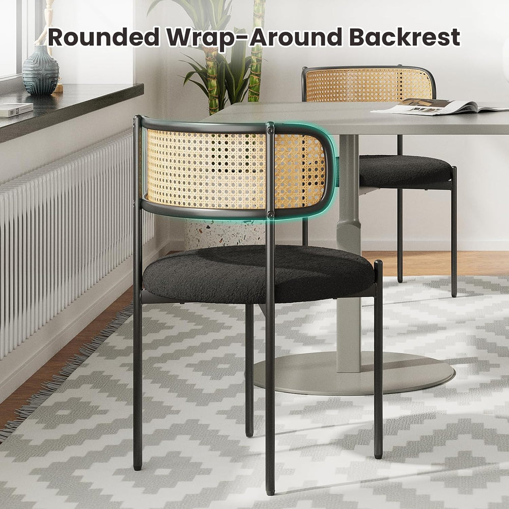 Farini Dining Chairs Set of 4,Mid-Century Modern Kitchen Chair Rattan Backres...