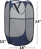 2 Pack Foldable Mesh Popup Laundry Hamper,Laundry Basket Easy to Open and Fold for Dorm,Travel, College Dorms, and More (Black and blue)…